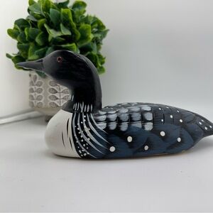 Loon Waterfowl Figurine Hand Carved and Hand Painted Wooden 1993
